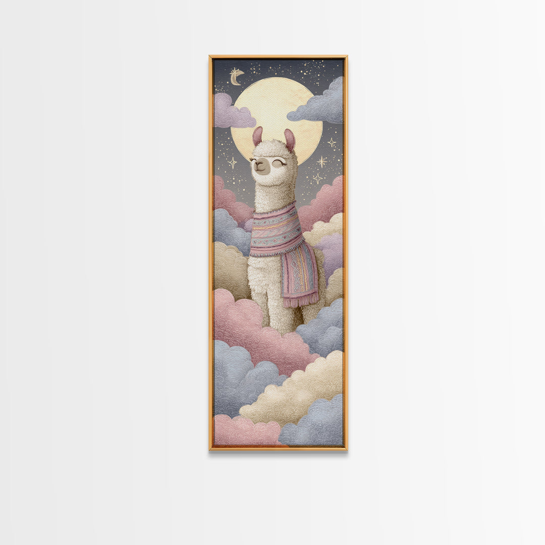 Cute Llama with Blanket Pattern Canvas Print, Nursery Decor, Playroom Decor, Nursery, Boy Nursery Decor, Gallery Decor, NDE-1x3-33