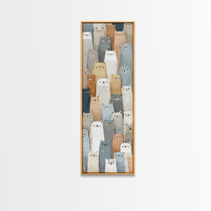 Woodland Animal Parade Canvas Print, Nursery Decor, Gallery Decor, Fine Art, Nursery, Wall Art, Home Decor, Wall Decor, NDE-1x3-38