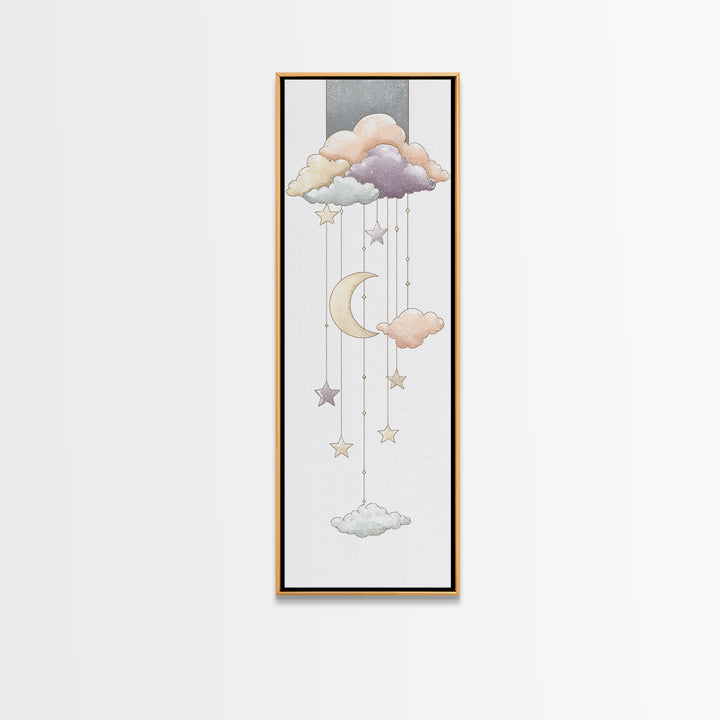 Moon Phase Mobile Canvas Print, Nursery Decor, Playroom Decor, Nursery, Boy Nursery Decor, Gallery Decor, Neutral Decor, NDE-1x3-39