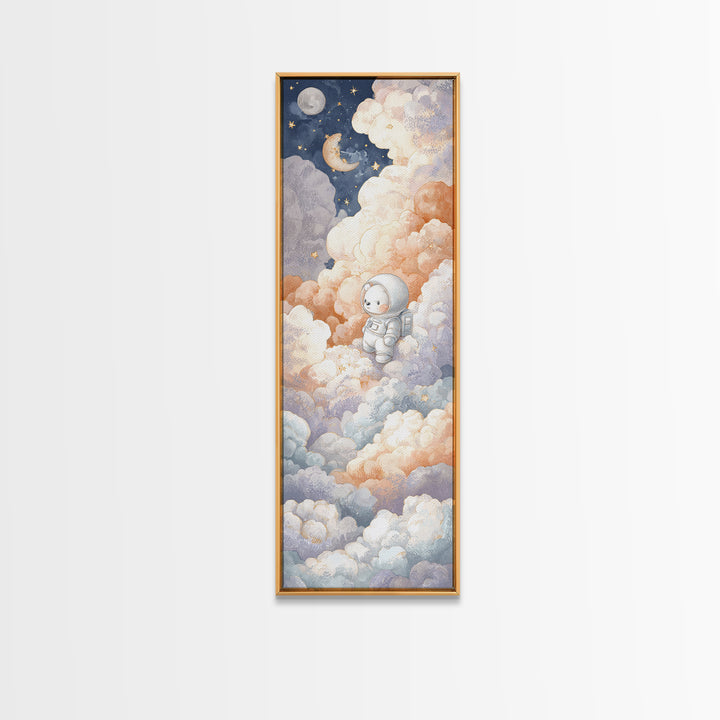 Little Astronaut Bear Canvas Print, Nursery Decor, Kids Wall Art, Abstract Art, Nursery, Room Decor, Textured Painting, NDE-1x3-51