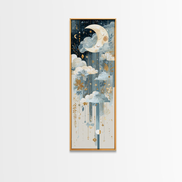 Moon Phase Mobile Canvas Print, Nursery Decor, Nursery Wall Decal, Oil Painting, Nursery, Minimalist Decor, Contemporary Art, NDE-1x3-63