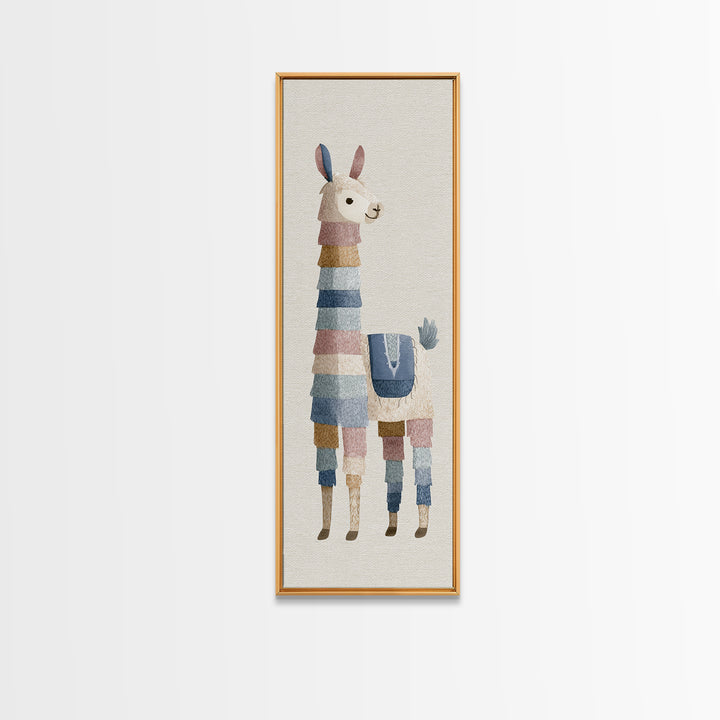 Cute Llama with Blanket Pattern Canvas Print, Nursery Decor, Safari Nursery Decor, Nursery, Modern Decor, Fine Art Print, NDE-1x3-81