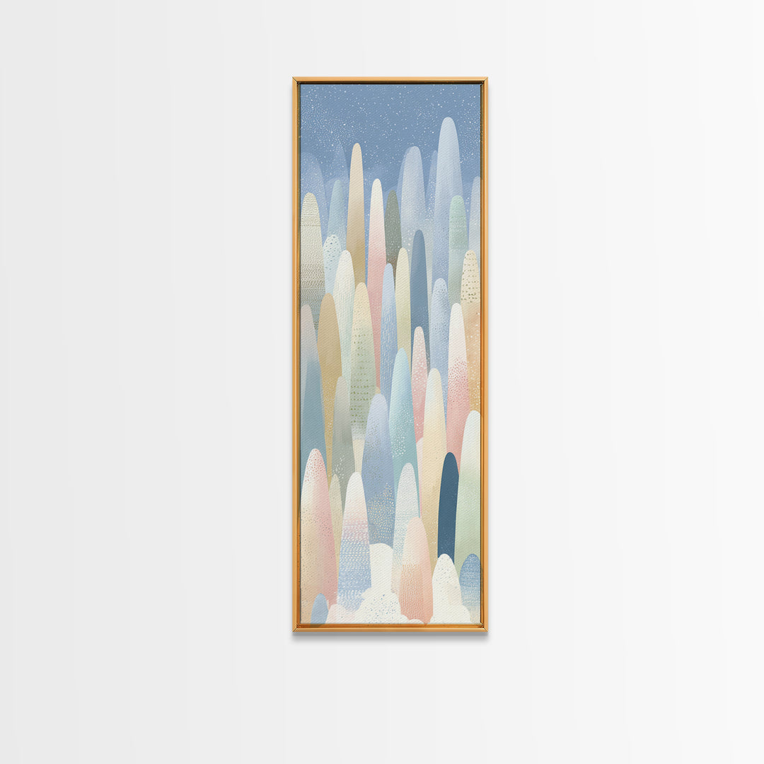 Calm Mountain Nursery Landscape Framed Canvas Print, Nursery Decor, Playroom Decor, Oil Painting, Nursery, Boy Nursery Decor, NDE-1x3-84