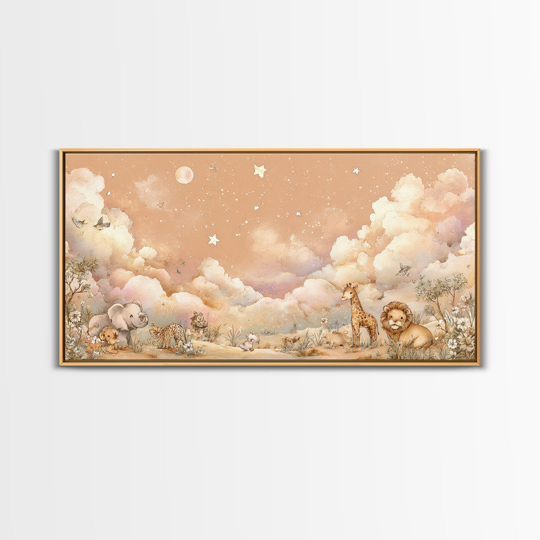 Cute Safari Animals Canvas Print, Nursery Decor, Printable Wall Art, Fine Art, Nursery, Nursery Prints, Playroom Decor, NDE-2x1-48
