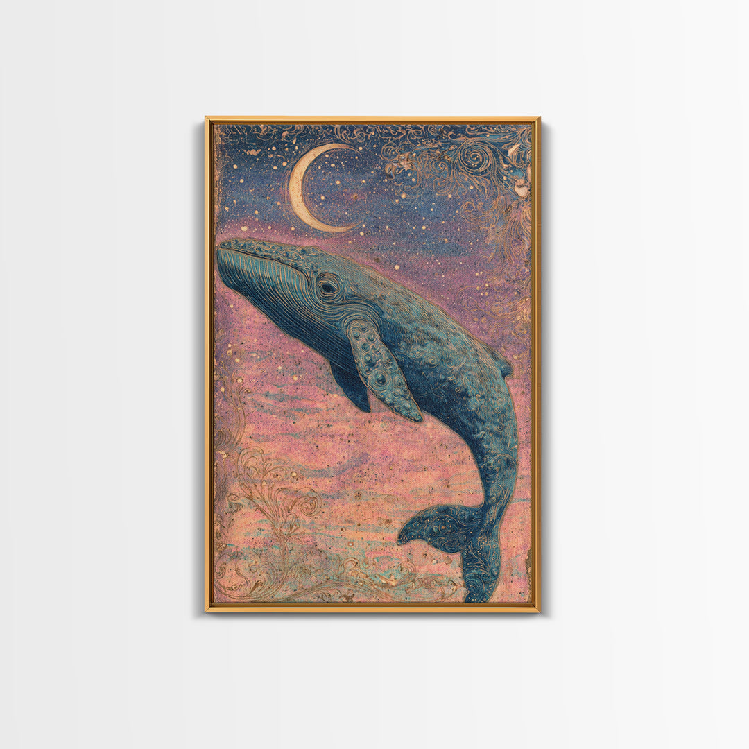 Sleeping Kitten on Crescent Moon Framed Canvas Print, Nursery Decor, Framed Wall Art, Fine Art, Nursery, Safari Nursery Decor, NDE-2x3-25