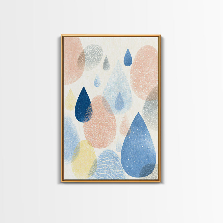 Cloud Rainbow and Raindrop Composition Framed Canvas Print, Nursery Decor, Wall Light, Fine Art, Nursery, Statement Artwork, NDE-2x3-28