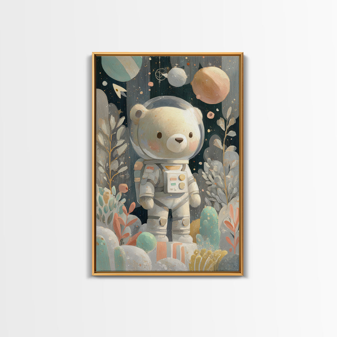 Little Astronaut Bear Canvas Print, Nursery Decor, Playroom Decor, Fine Art, Nursery, Boy Nursery Decor, Gallery Decor, NDE-2x3-71