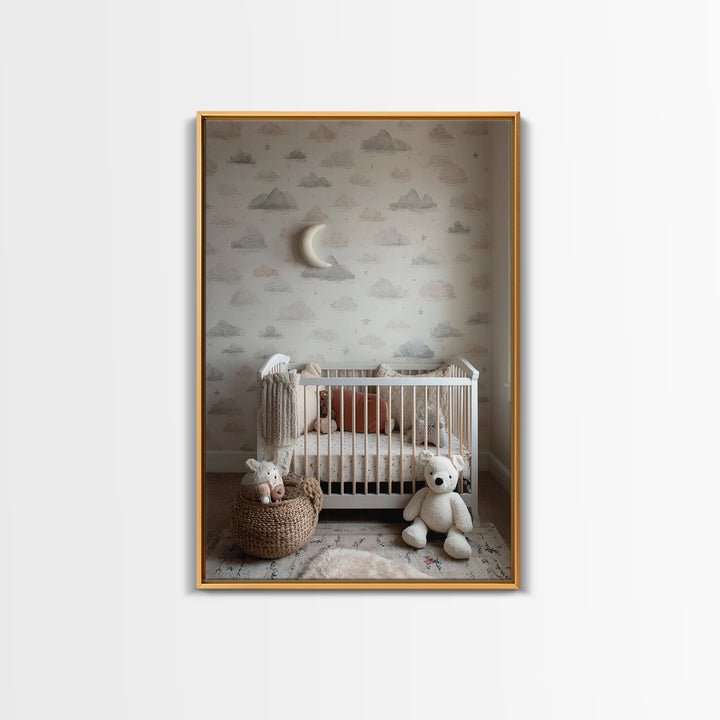 Calm Mountain Nursery Landscape Framed Canvas Print, Nursery Decor, Nursery Wall Decal, Fine Art, Nursery, Minimalist Decor, NDE-2x3-8