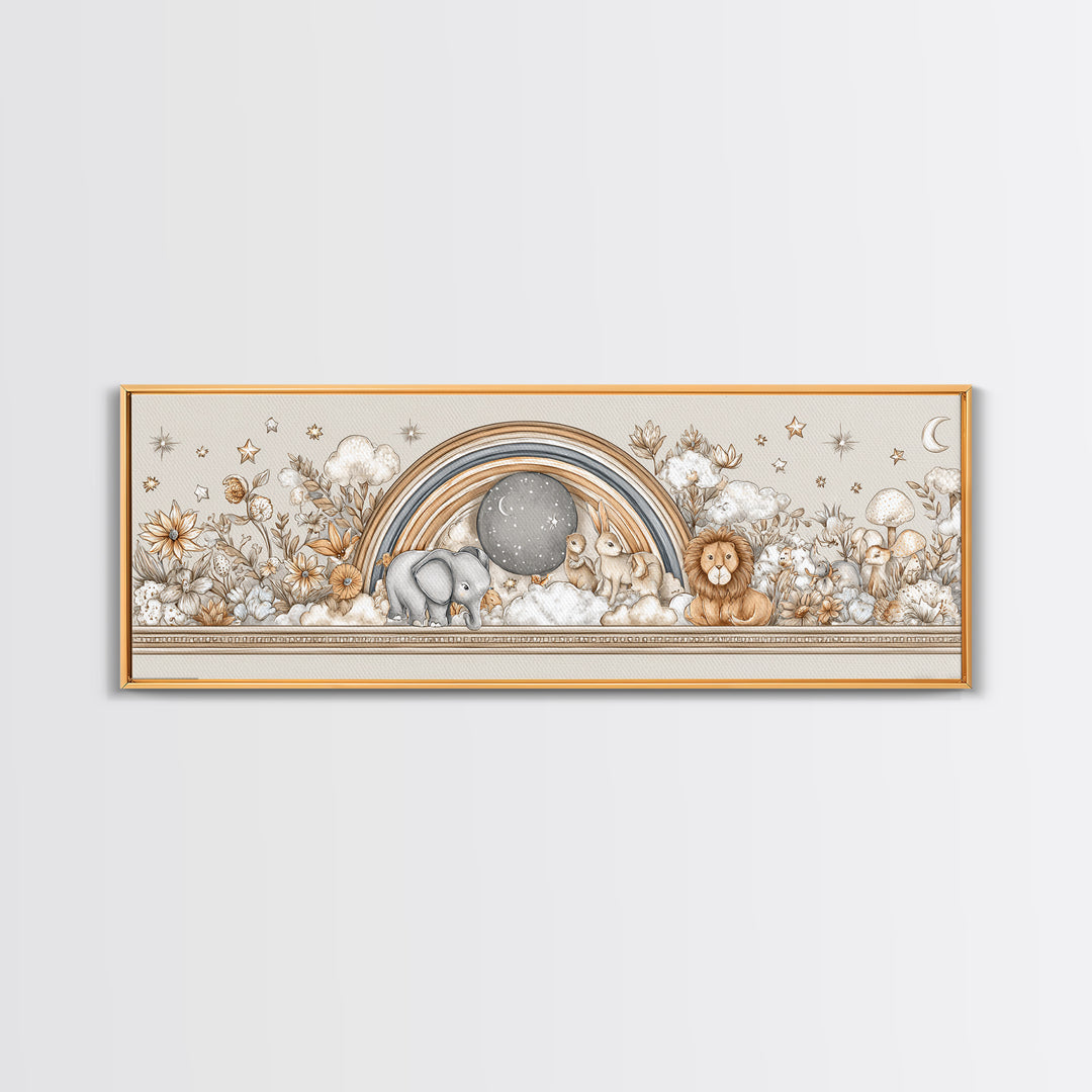 Soft Floral Initial Frame Without Letters Framed Canvas Print, Nursery Decor, Floral Wallpaper, Nursery, Fine Art Print, NDE-3x1-74