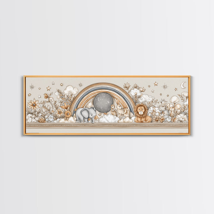 Soft Floral Initial Frame Without Letters Framed Canvas Print, Nursery Decor, Floral Wallpaper, Nursery, Fine Art Print, NDE-3x1-74