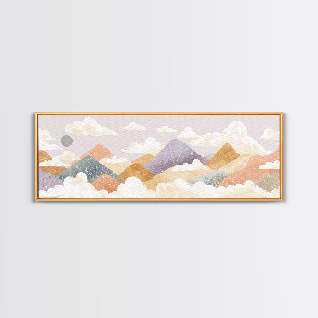 Calm Mountain Nursery Landscape Canvas Print, Nursery Decor, Wall Art, Fine Art, Nursery, Nursery Wall Decor, Nursery Art, NDE-3x1-88