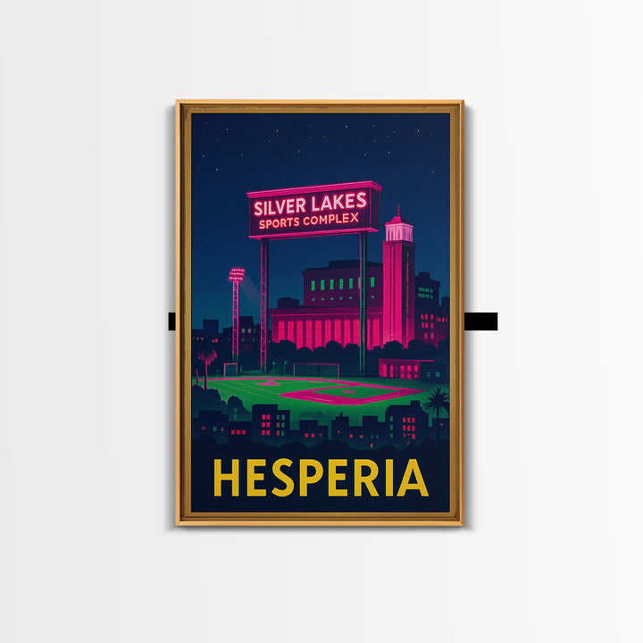 Hesperia California Travel Poster, Canvas Print, Neon Cityscape Wall Art, Hesperia Poster Print, Vintage City Poster, City Illustration