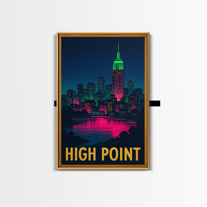 High Point North Carolina Travel Poster, Canvas Print, Cyberpunk Style City Art, High Point City Art, Travel Art, Travel Art Print