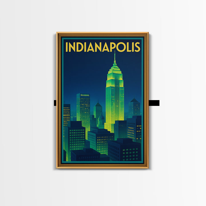 Indianapolis Travel Poster, Canvas Print, Cyberpunk Style City Art, Indianapolis City Art, Wanderlust Decor, Home Office Decor