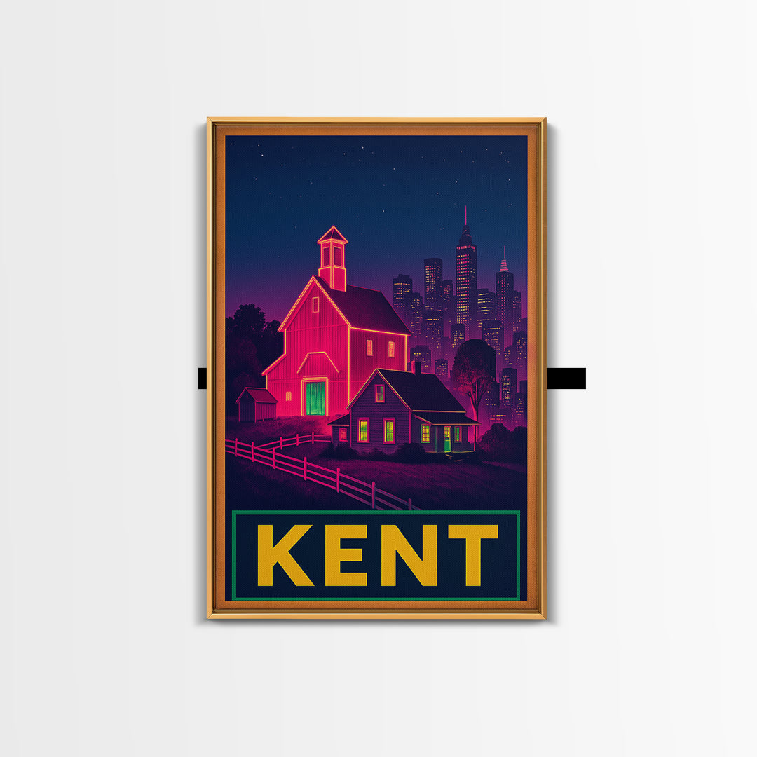 Kent Washington Travel Poster, Canvas Print, Cyberpunk Style City Art, Kent Art Print, City Art Print, Fine Art Print, Travel Art Print