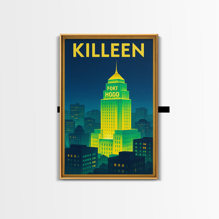 Killeen Travel Poster, Canvas Print, Electric Night Poster Art, Killeen Wall Art, Travel Poster Art, Travel Art Print, Vintage Travel Art