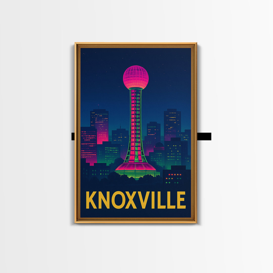 Knoxville Tennessee Travel Poster, Canvas Print, Electric Night Poster Art, Knoxville Poster Print, Wall Art, Vintage City Poster