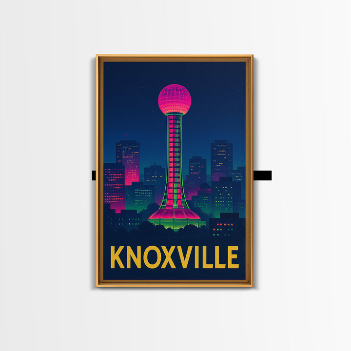 Knoxville Tennessee Travel Poster, Canvas Print, Electric Night Poster Art, Knoxville Poster Print, Wall Art, Vintage City Poster