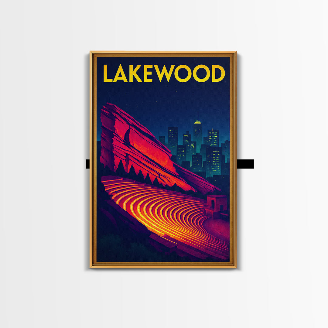 Lakewood Travel Poster, Canvas Print, Cyberpunk Style City Art, Lakewood Travel Art, Travel Wall Art, City Illustration, Fine Art Print