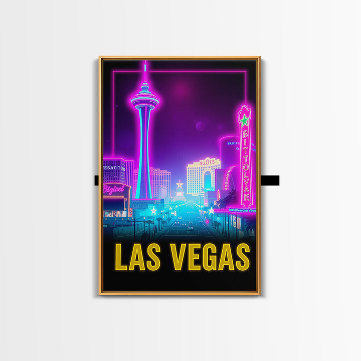 Las Vegas Travel Poster, Canvas Print, Retro Neon Travel Art, Las Vegas City Art, City Art Print, Travel Art Print, Modern Wall Decor