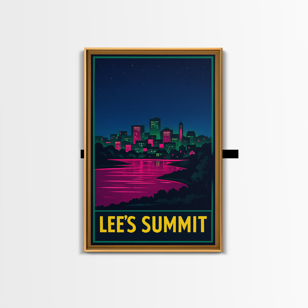 Lee'S Summit Missouri Travel Poster, Canvas Print, Neon Skyline Wall Art, Lee'S Summit Travel Art, Vintage City Art, Travel Art Print