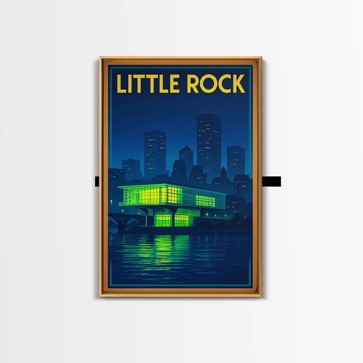 Little Rock Travel Poster, Canvas Print, Retro Neon Travel Art, Little Rock Travel Art, Wanderlust Decor, City Art Print, Gift For Travelers
