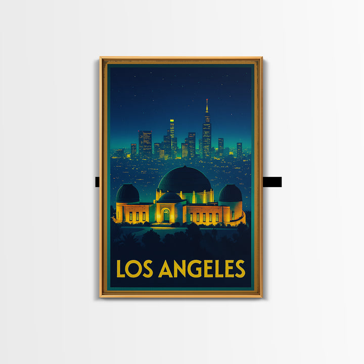 Los Angeles Travel Poster, Framed Canvas Print, Cyberpunk Style City Art, Los Angeles Wall Art, Travel Poster Art, Vintage City Poster