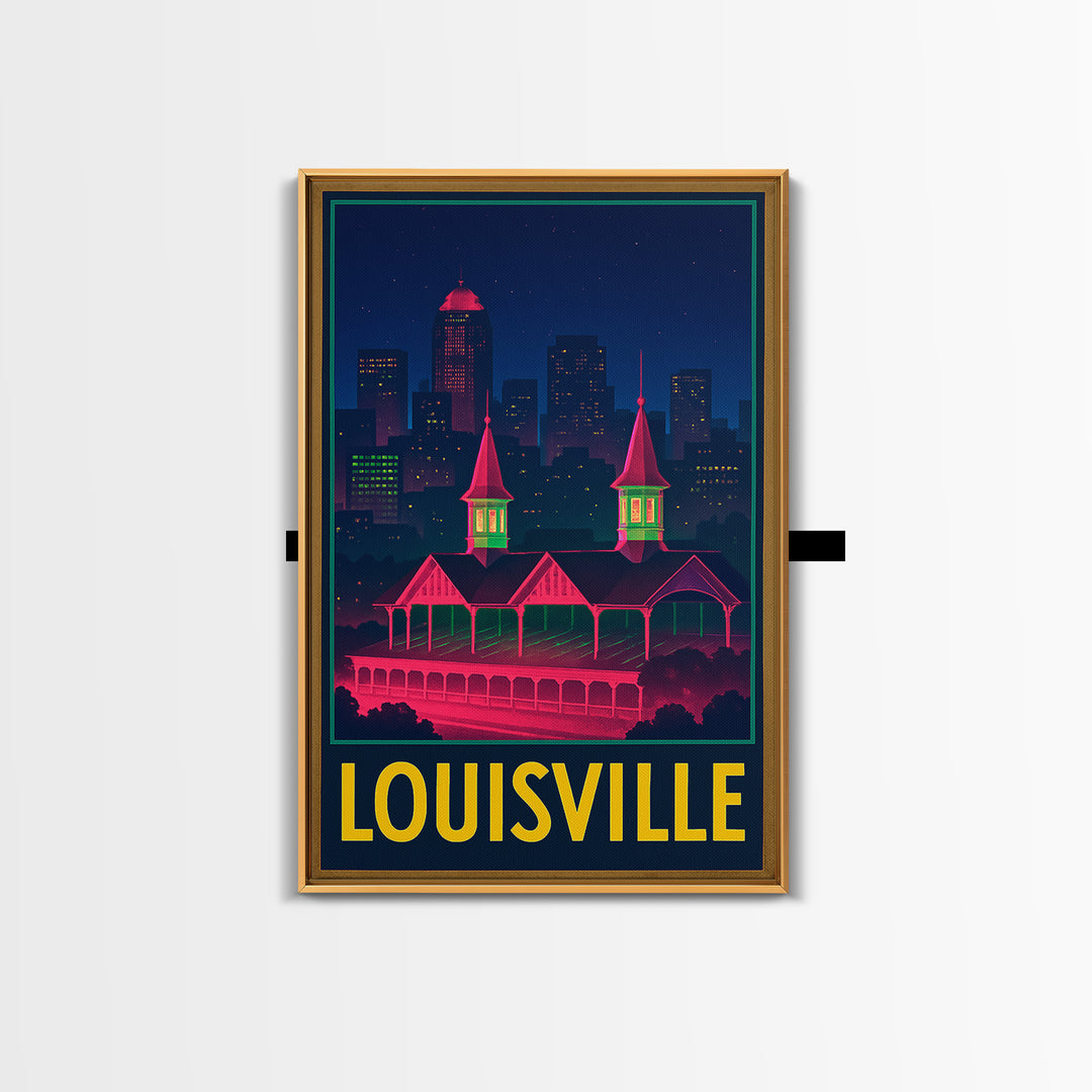 Louisville Kentucky Travel Poster, Canvas Print, Electric Night Poster Art, Louisville Travel Art, Vintage Travel Print, Travel Art Print