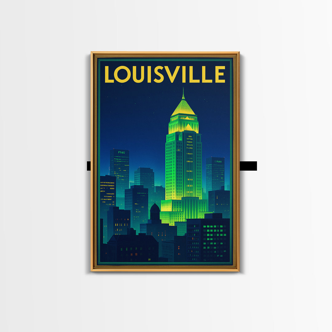 Louisville Travel Poster, Canvas Print, Cyberpunk Style City Art, Louisville Poster Print, City Travel Prints, City Art Print, Design 2