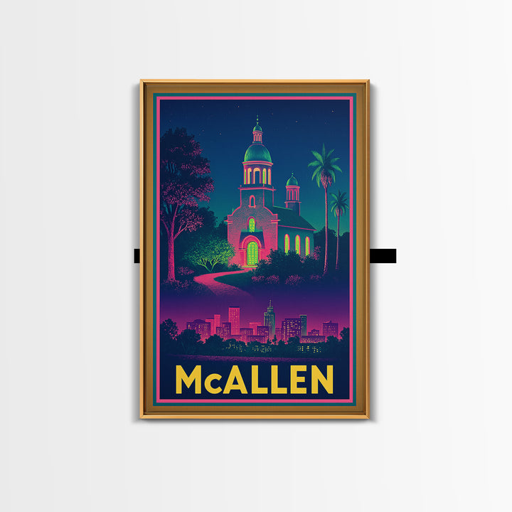 Mcallen Texas Travel Poster, Canvas Print, Cyberpunk Style City Art, Mcallen City Art, Vintage Travel Art, City Illustration, Fine Art Print