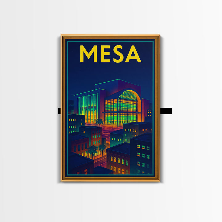 Mesa Travel Poster, Canvas Print, Cyberpunk Style City Art, Mesa Wall Art, Fine Art Print, City Travel Prints, Living Room Wall Art