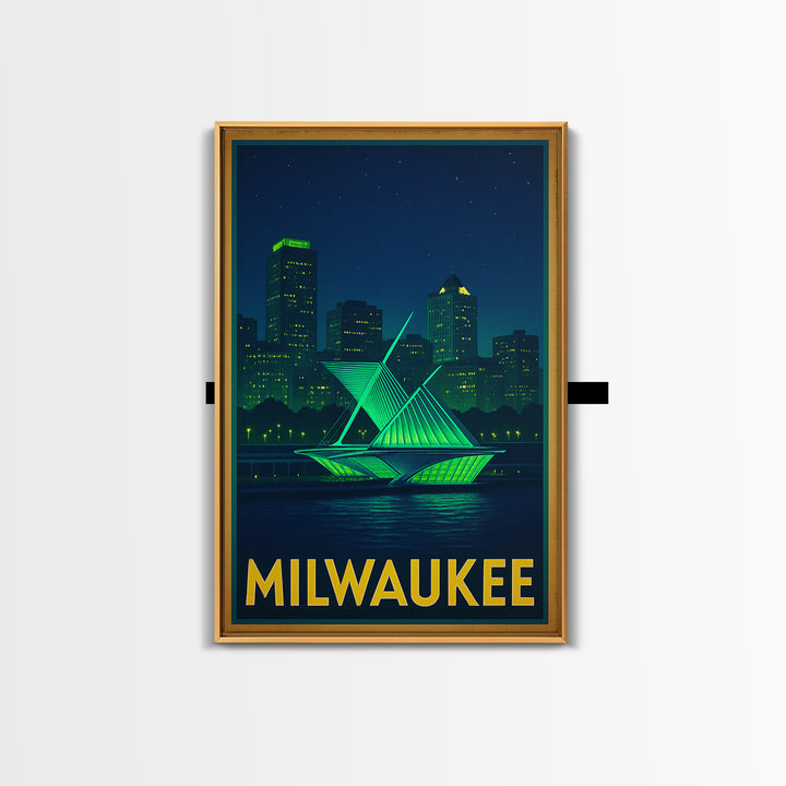 Milwaukee Wisconsin Travel Poster, Canvas Print, Cyberpunk Style City Art, Milwaukee Poster Print, Vintage Travel Print, Travel Art Print
