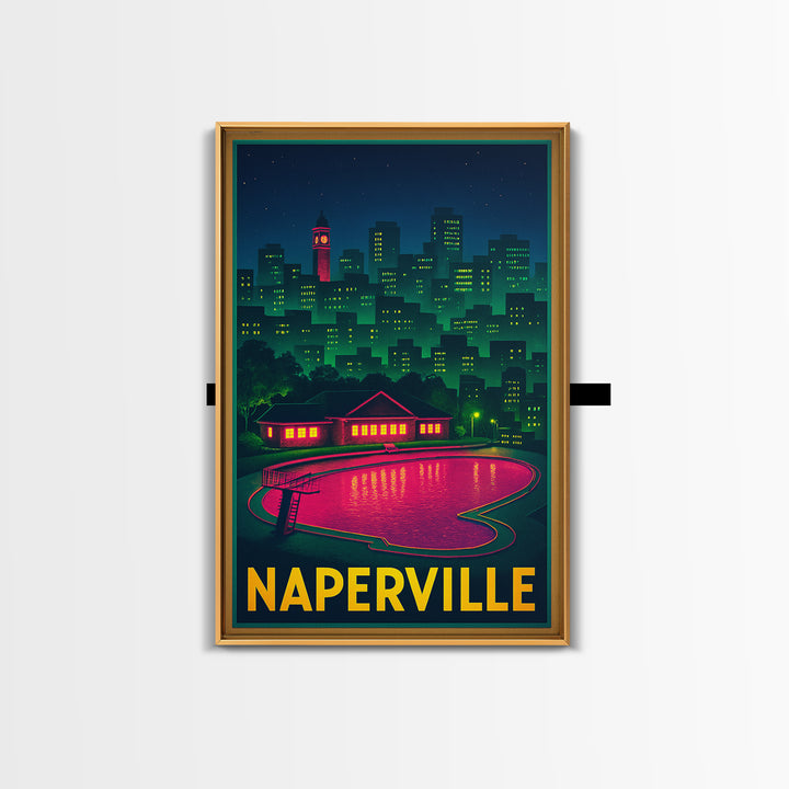 Naperville Travel Poster, Canvas Print, Cyberpunk Style City Art, Naperville Art Print, Living Room Wall Art, Gift For Travelers