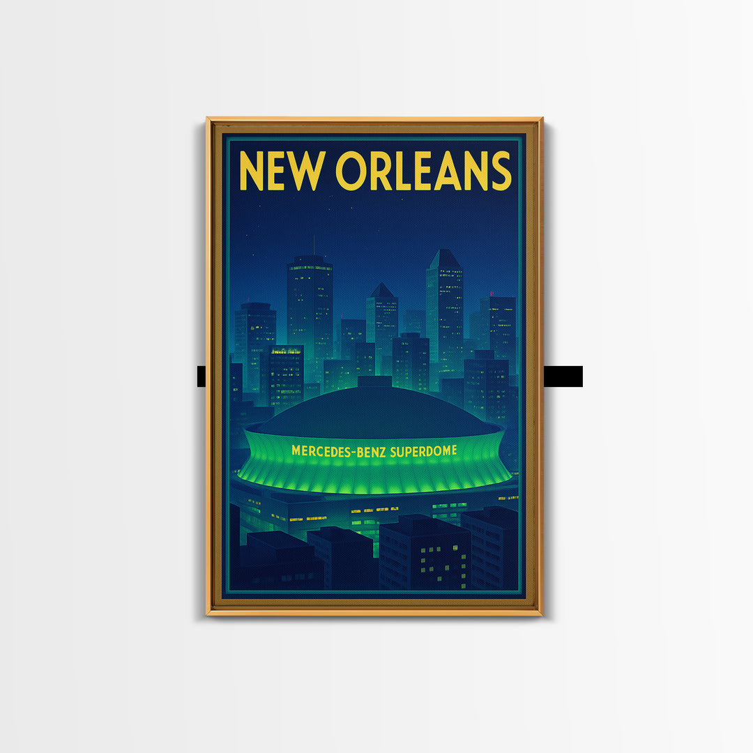 New Orleans Travel Poster, Framed Canvas Print, Cyberpunk Style City Art, New Orleans Poster Print, Travel Poster Set, City Travel Prints