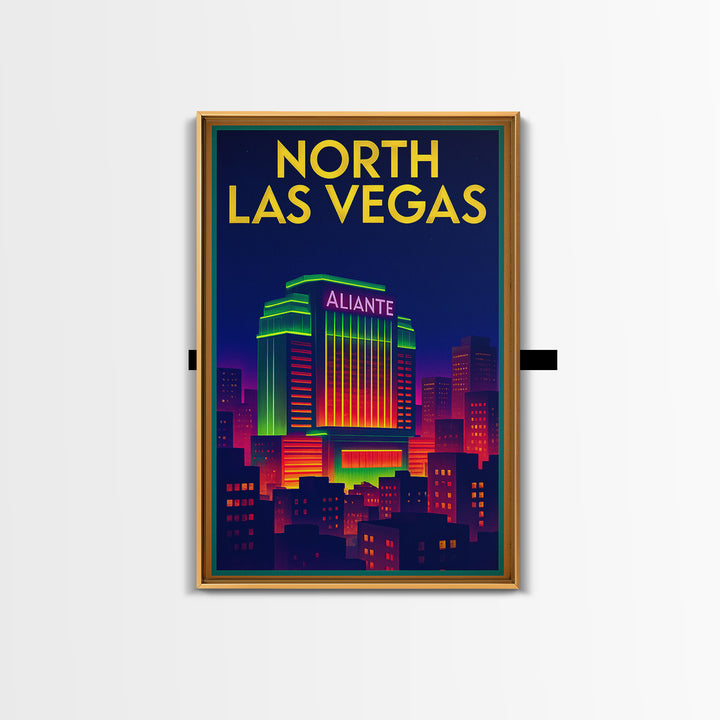 North Las Vegas Travel Poster, Framed Canvas Print, Retro Neon Travel Art, North Las Vegas Travel Art, Travel Poster Set, Modern Wall Decor