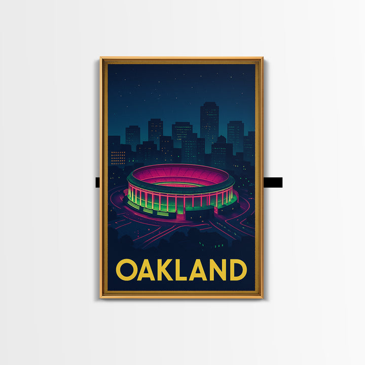 Oakland California Travel Poster, Canvas Print, Retro Neon Travel Art, Oakland Wall Art, Retro Travel Print, Wanderlust Decor, Retro Poster