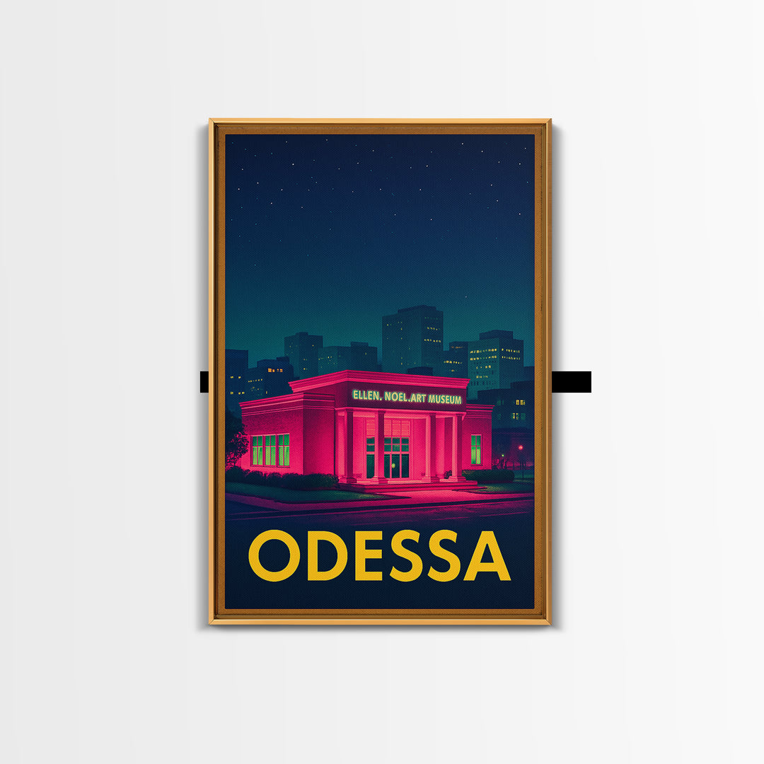 Odessa Texas Travel Poster, Canvas Print, Electric Night Poster Art, Odessa Wall Art, Gift For Travelers, Mid Century Wall Art, Office Decor