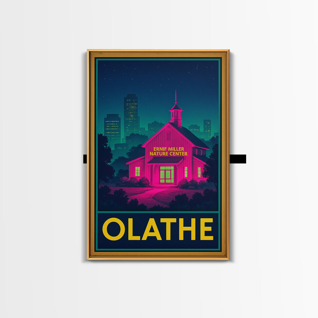Olathe Kansas Travel Poster, Framed Canvas Print, Cyberpunk Style City Art, Olathe Art Print, Retro Travel Print, Vintage Travel Art