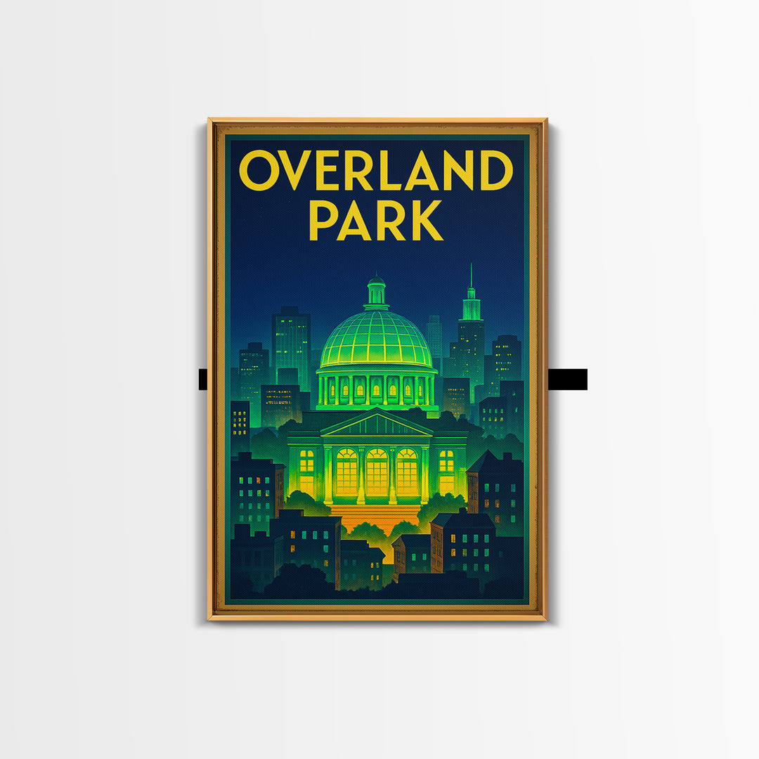 Overland Park Travel Poster, Canvas Print, Retro Neon Travel Art, Overland Park Art Print, City Illustration, Vintage Travel Print