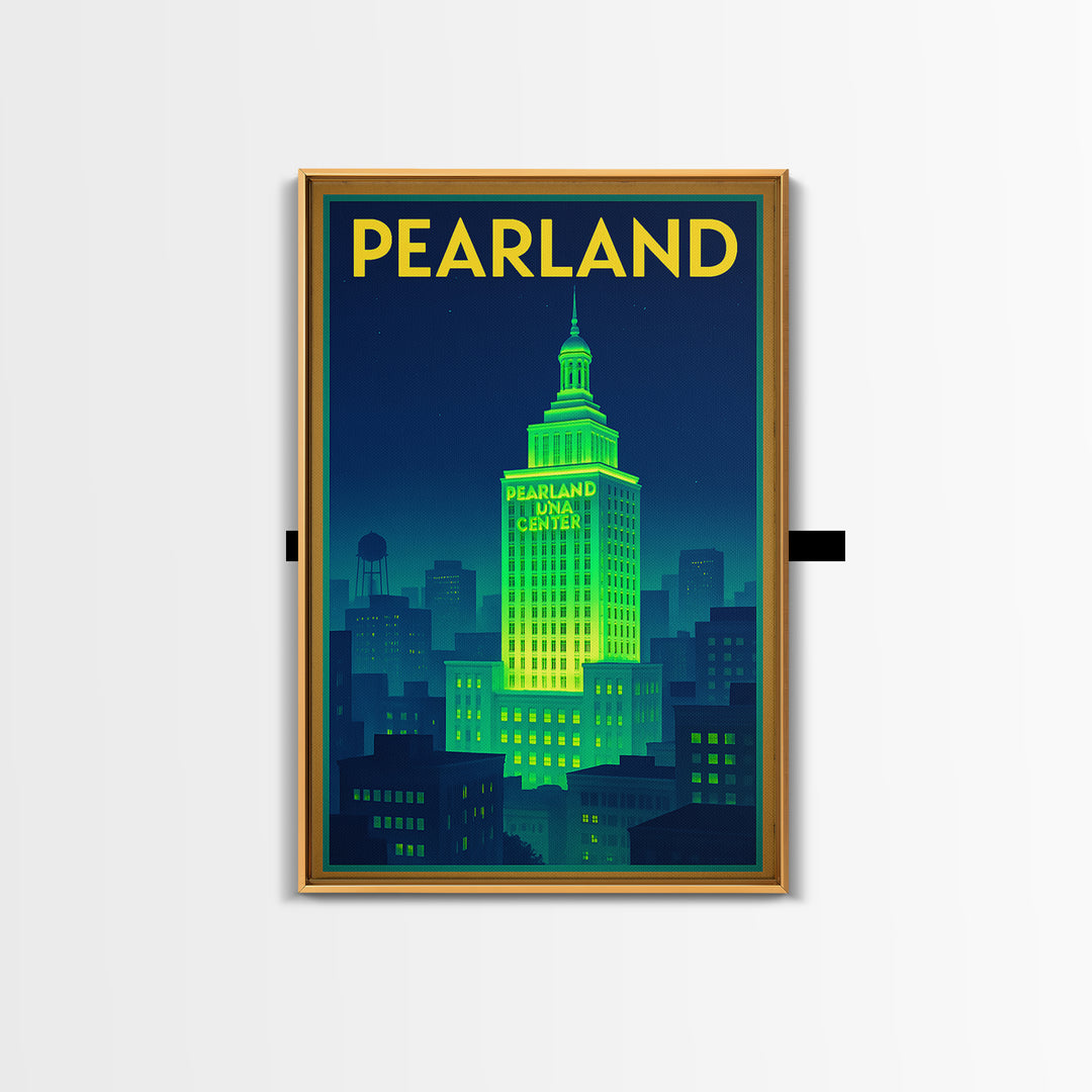 Pearland Travel Poster, Canvas Print, Cyberpunk Style City Art, Pearland Wall Art, Gift For Travelers, Travel Poster Set, Travel Wall Decor