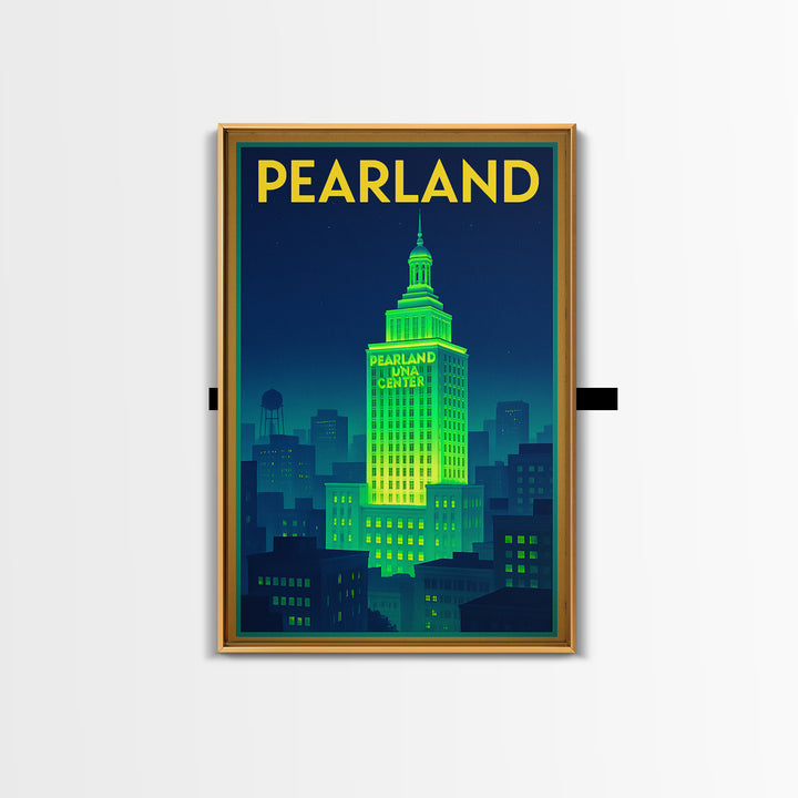 Pearland Travel Poster, Canvas Print, Cyberpunk Style City Art, Pearland Wall Art, Gift For Travelers, Travel Poster Set, Travel Wall Decor