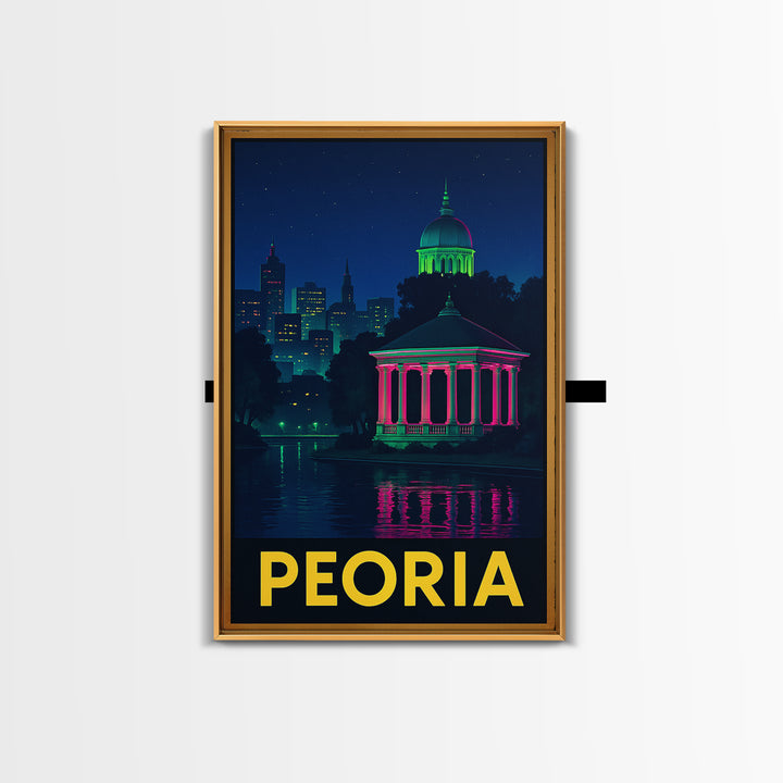 Peoria Arizona Travel Poster, Canvas Print, Electric Night Poster Art, Peoria City Art, Skyline Art, City Art Print, Retro Travel Print