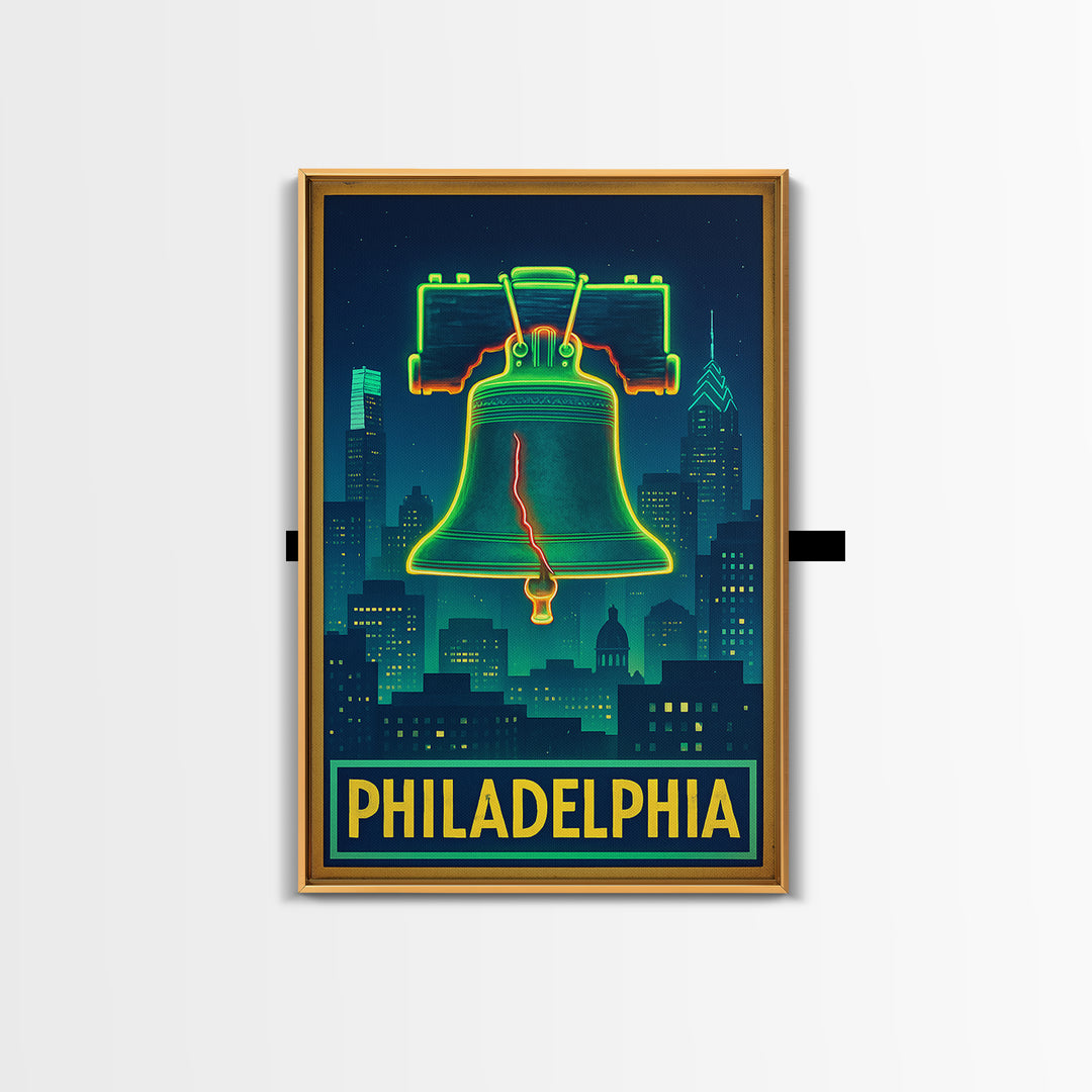 Philadelphia Travel Poster, Canvas Print, Electric Night Poster Art, Philadelphia City Art, Travel Poster Set, Travel Art Print