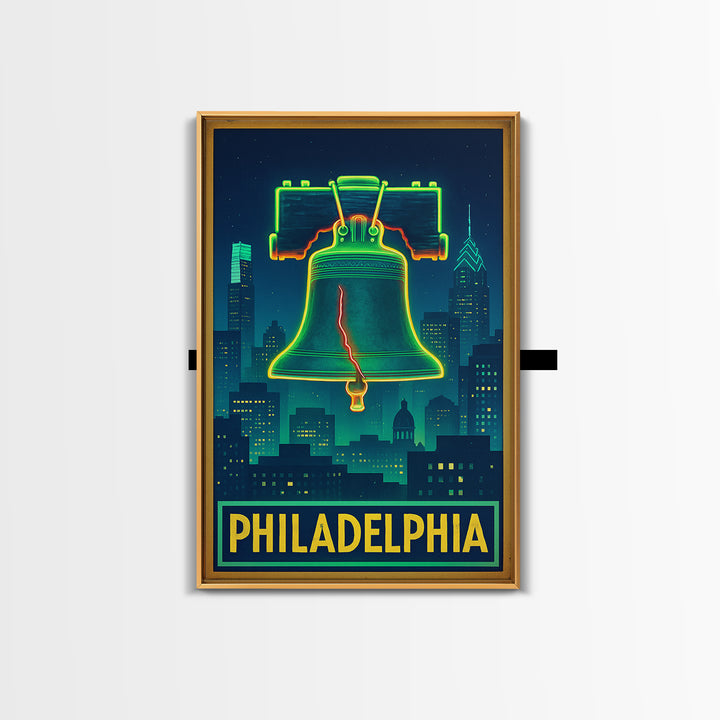 Philadelphia Travel Poster, Canvas Print, Electric Night Poster Art, Philadelphia City Art, Travel Poster Set, Travel Art Print