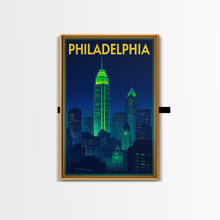 Philadelphia Travel Poster, Canvas Print, Cyberpunk Style City Art, Philadelphia Poster Print, Gift For Travelers, City Art Print