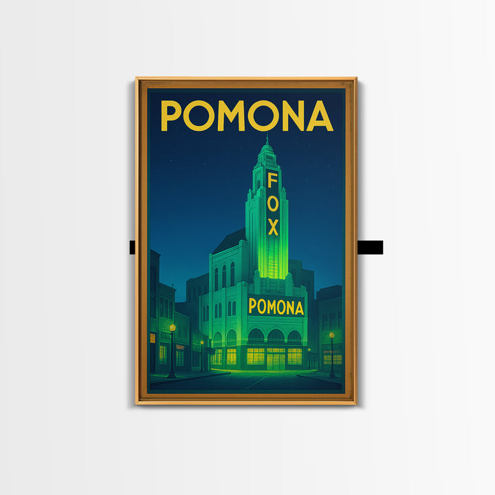 Pomona Travel Poster, Framed Canvas Print, Retro Neon Travel Art, Pomona Travel Art, City Travel Prints, City Illustration, Travel Gift
