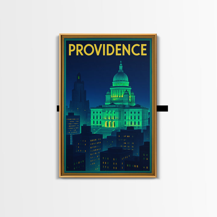 Providence Travel Poster, Canvas Print, Neon Skyline Art Wall Art, Providence Poster Print, Modern Wall Decor, Travel Wall Art, Design 2