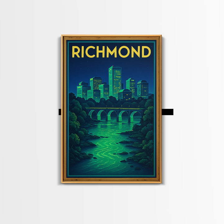 R Ichmond Travel Poster, Framed Canvas Print, Cyberpunk Style City Art, R Ichmond City Art, Home Office Decor, Gift For Travelers
