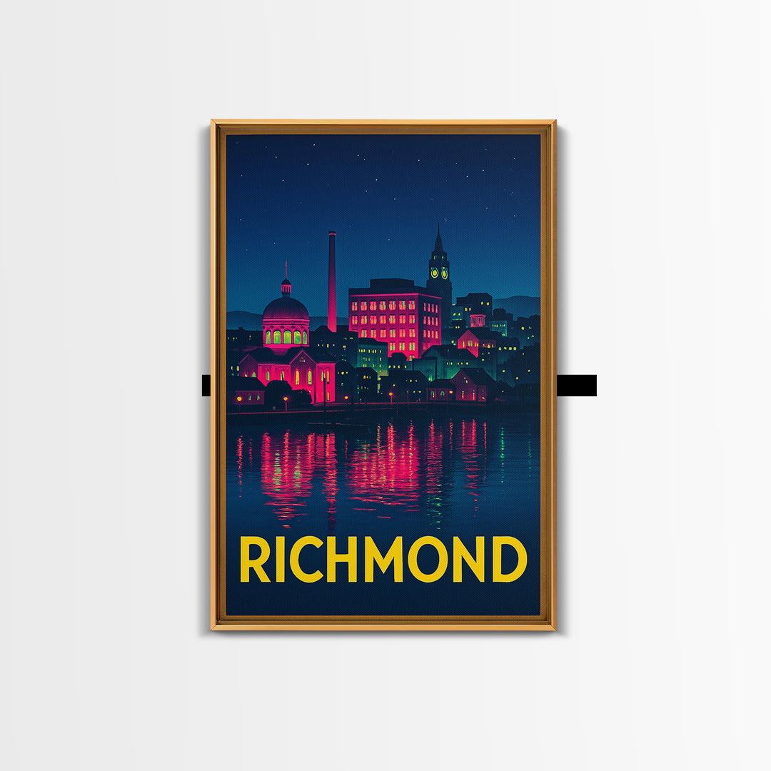 Richmond Virginia Travel Poster, Canvas Print, Cyberpunk Style City Art, Richmond Art Print, Fine Art Print, Travel Art Print, Retro Poster