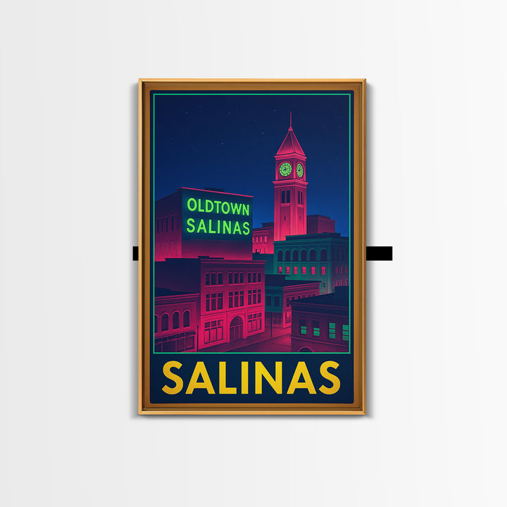 Salinas California Travel Poster, Canvas Print, Cyberpunk Style City Art, Salinas Wall Art, Wall Decor, Travel Wall Decor, Office Decor